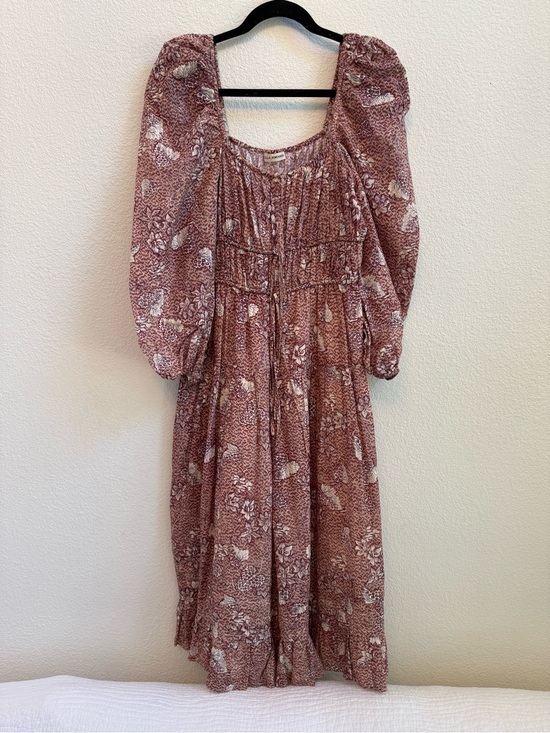 Ulla Johnson Isla Midi Dress Size 4 Sandalwood Floral Puff Sleeve